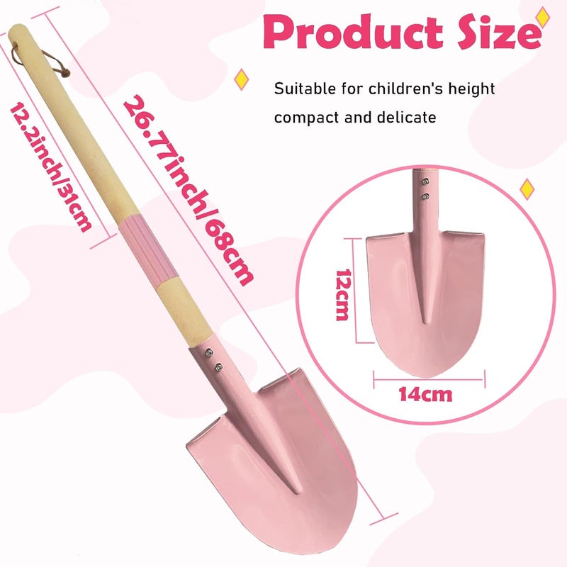 Xifando Small Garden Shovel-Kid's Size Wooden Handle Metal Head Shovel (Pink) - Image 2